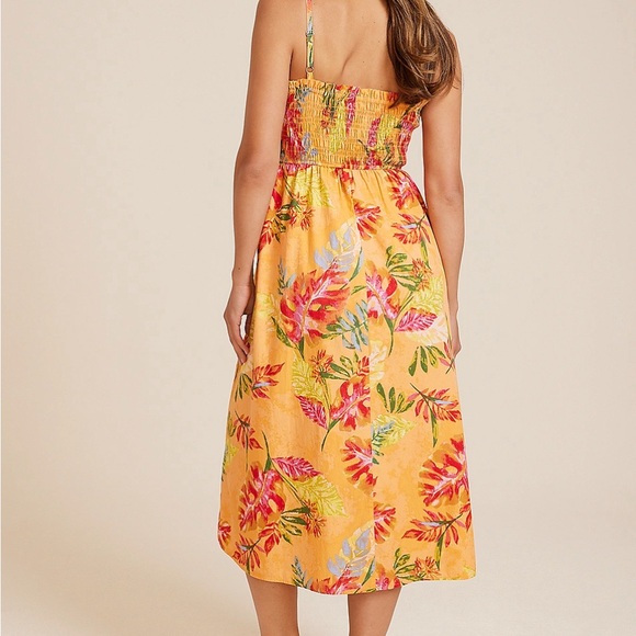 Floral Smocked Poplin Midi Dress - Picture 2 of 4